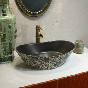 Blue and White Porcelain Wash Basin Ingot Jingdezhen Chinese Art For Home Bathroom American Bed & Breakfast Table Basin Basin