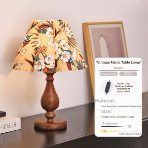 SHIGUANGSUIDAO | Traditional Chinese New Style Wood Textured Cloth Lamp