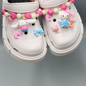 Sanrio Cute Cartoon Crocs Jibbitz Charms Shoe Flower Candy Color Frosted Shoe Buckle Cartoon3D KT Cat Cinnamoroll Colorful Shoe Chain for Crocs