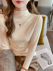 Half Turtleneck Bottoming Shirt Female Spring & Fall 2024 New Arrival Fancy White Dralon Fall and Winter Inner Wear Western Style Mid-Collar Top
