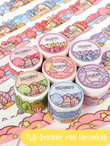 TLD Sticker roll lansekap Dekor buku jurnal Masking tape colourfull