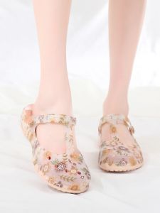 Womens Summer Outdoor Wear Soft Bottom Sandals Head Cover Anti-Slip Thick Heel Jelly Beach Shoes Breathable Heightening