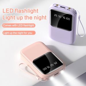 power bank 20000mah powerbank mini cute built in 4 cords 2.1 A powerbank fast charging for iphpne android ,50000 mah/100000 mah powerbank