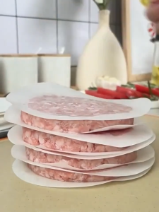 100Pcs Burger Patty Paper Round Parchment Paper Non Stick Pad for Press Patty Hamburger