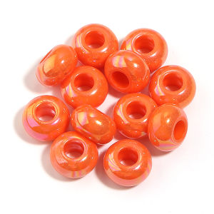 50 Hạt Cườm Acrylic Mạ Màu UV 14mm Lỗ Lớn Dạng Hạt Rời Dùng Làm Chuỗi Vòng Cổ Trang Sức Tự Làm