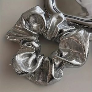 ยางมัดผมหนังทรงใหญ่ทันสมัยสำหรับผู้หญิง สไตล์มินิมอลสีพื้นเรียบหรู