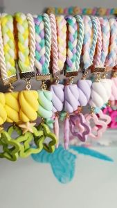 พวงกุญแจ สายรัดเข็มขัดเรซิ่นมาชเมโลสีพาสเทล สายห้อยโทรศัพท์ สีพาสเทล