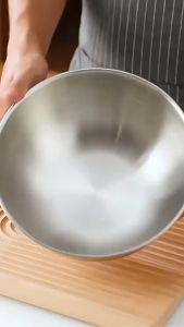 Bộ 3 tô inox lồng sâu size Lớn chia vạch Thau inox  trộn bột Salad Chế biến món ăn Đường kính 170 195 240 mm