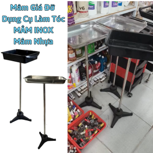 Mâm Giá Đỡ Dụng Cụ Làm Tóc Mâm Nhựa - Mâm Inox | Mâm nhựa cao 95 cm mâm inox cao 90 cm | Dụng cụ làm tóc đựng thuốc nhuộm giá đỡ khay đựng