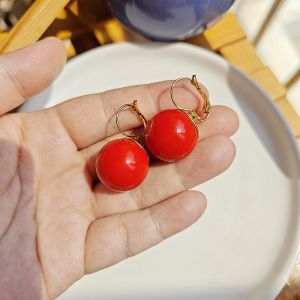 Candy Colored Large round Beads Earrings Sweet Cute Fashionable Hook Drop Earrings Jewelry Accessory Pair Fresh out Design