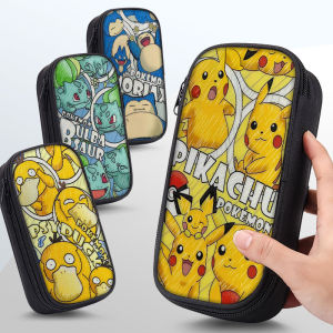 กระเป๋าสตางค์ปากีน่า Pokemon Pikachu ความจุขนาดใหญ่สำหรับนักเรียนมัธยมต้นและมัธยมปลาย ของเล่นสำหรับเด็กและเยาวชน กระเป๋าเครื่องเขียน