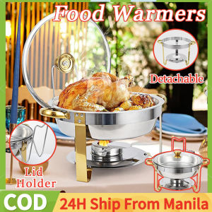 Stainless Steel Chafing Dish Buffet Food Warmer Glass With Cover Chafing Dishes For Buffet With Lid Serving Trays Removable Catering Buffet Server Kitchen Hot Pot Alcohol Heater For Gatherings Household Camping Party Hotel