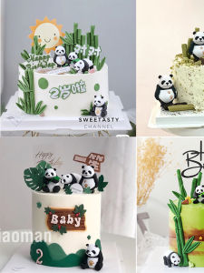 Cute Panda Bear Cake Decorations for Kids Chinese Style Dessert Party Toys and Decorative Figurines by Andu Time