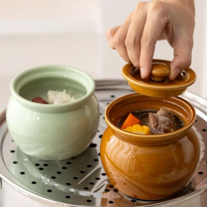 Ceramic Food Storage Jar Cooking Stew Pot with Lid 400 ML Mini Thickened Household Non-Stick steaming pot Stewed soup