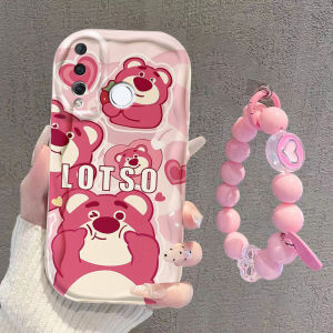 Strawberry Bear Winnie Bear Silicone Protective Case for Huawei Nova4 Womens Style Fun Cartoon Shell Shock Absorption Anti-Fall Cute Lanyard