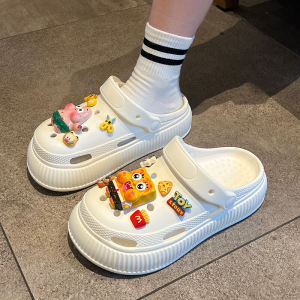SpongeBob SquarePants Cartoon EVA Clog Shoes Women Summer Thick Bottom Slip-On Sandals DIY Covered Toe Semi-Slippers Beach Shoes
