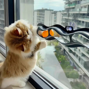 New Track Cat Toy Plastic Sucker Track Ball Pet Accessories Window Table Tennis Adsorption Glass Cat Toy Funny Cat Toys Pet Toys