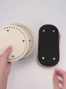1pc DIY Leather Oval & Circle Bottom Base Material for DIY Weaving Yarn Thread Handbag Handicraft Crochet & Knitting Accessory