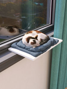 Window Side Wall Mounted Cat Bed Balcony Sunbathing Hanging Cat Cradle No Drilling Required Cat Toy for Feline Entertainment
