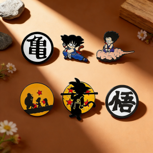 Bandai | Son Goku Dragon Ball Anime Brooch Enamel Pin - round Cloud Design Metal Badge for Backpacks And Clothing Jewelry Accessory Gift