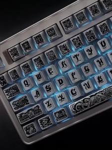Cthulhu PBT Keycaps Set Custom Black Silver Metallic Silver Finish Cherry Profile Keycap For MX Mechanical Keyboard
