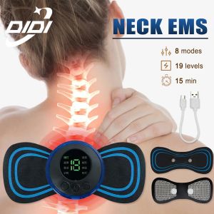 DIDI EMS Neck Massager 8 Mode Cervical Massage Patch with Remote Control Back Muscle Pain Relief Patch USB Charging Stimulator Massageador Mat