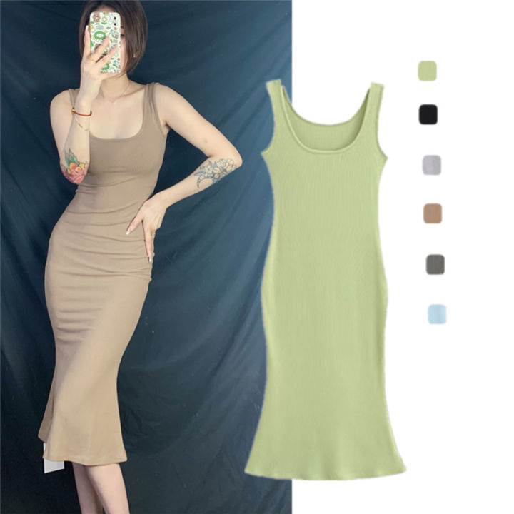 Pure Desire Sexy Style Casual I-Shaped Vest Silm Sheath Mermaid Dress ...