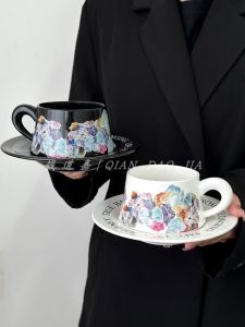 Bộ Tách Cà Phê Sứ Pha Trộn Sơn Dầu Cổ Điển Bộ Đồ Ăn Kèm Hộp Quà Tặng Thiết Kế Độc Quyền Tách Và Đĩa Tách Cà Phê Bằng Sứ Cao Cấp