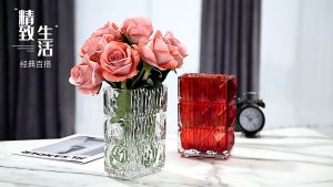 Lọ hoa decor vuông độc đáo bình hoa thuỷ tinh trang trí phòng khách để bàn làm việc đẹp sang trọng Qhouse