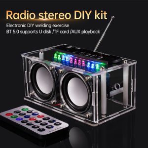 DIY FM Radio Kit 87.5-108MHz 2x3W Amplifier Bluetooth Speaker with Spectrum Display DIY Electronic Soldering Practice Kit