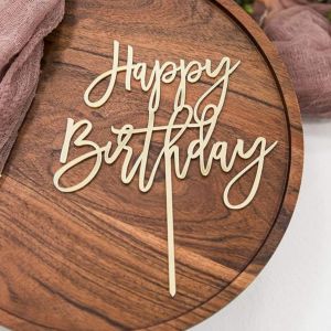 3PCS Happy Golden Birthday Cake Topper - Gold Glitter Pick for Celebrating Anniversary Theme Party Cake Decorations Supplies