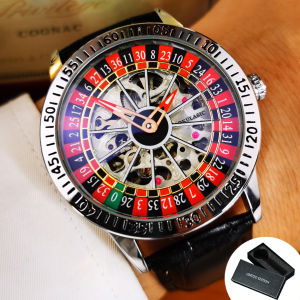 AOKULASIC | AOKULASIC Luxury Mechanical Watch for Men Rotating Skeleton Dial Design Fashion Automatic Watches Leather Steel Strap Wristwatch