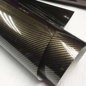 Phim Vinyl Sợi Carbon Vàng Bóng 2D Khổ 50cm X 30/50/100cm Có Lớp Keo Tự Dính Dễ Bóc Dùng Dán Xe Hơi Xe Máy Xe Tay Ga