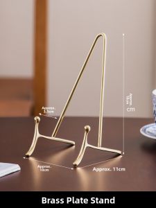 Simple Brass Plate Stand Luxury Decoration Display Rack Ornament Storage Dinner Plate Appreciation Plate Display Shelf Vintage Tray Stand