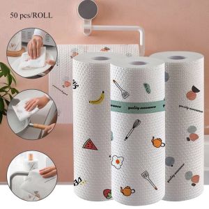 【Melody】Disposable Lazy Rag Paper Clean Kitchen Absorbent Oil Paper Dry Wet Reusable Dish Cloth HL0175