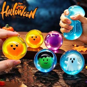 Halloween Maltose Squishy Ball Pumpkin Head Slow Rising Stress Relief Decompression Fidget Toy Party Gift