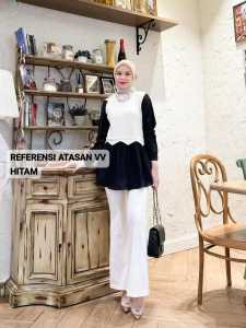 Atasan Blush polo linen Mix knit