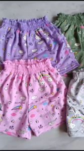 Fasia Celana Pendek Anak Perempuan Full Print Unicorn Usia 2-10 Tahun