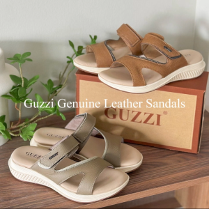 Guzzi Women’s Genuine Leather Velcro Strap Sandals – Comfortable Lightweight & Anti-Slip (Kasut Perempuan) GLS-60022