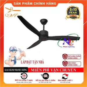 Quạt trần hiện đại - Quạt trần màu đen - Quạt trần cánh gỗ Qvifa-90 lắp phòng họp công ty nhà cổ quán Pub