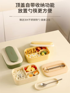 กล่องใส่อาหารแบบแยกชั้น พิมพ์ลายกระต่ายเหลือง ระบายความร้อนได้ ป้องกันการเสียชีวิต สำหรับผู้ใช้งานในออฟฟิศ