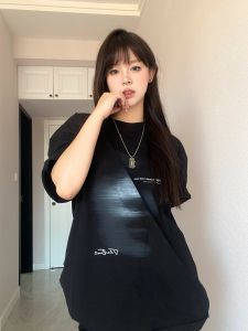 Original Street Dark Abstract Phantom Print round Neck Pure Cotton T-shirt Summer Short Sleeve Country Fashion Brand Half Sleeve Tee Men and Women