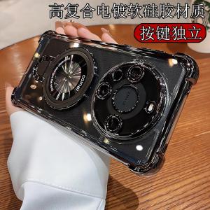 New Huawei Mate70 Series Silicone Protective Case with Airbag Anti-Fall Electroplated Soft Cover Magnetic Absorption Mens Fashion