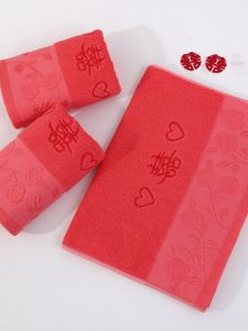 Khăn Mặt Cưới Màu Đỏ Bằng Cotton Nguyên Chất Khăn Mặt Cưới Cho Cặp Đôi Quà Cưới Trang Trí Đám Cưới Khăn Mặt Cưới