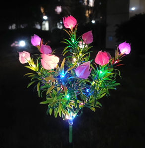 Customized Solar Gardenia Simulation Festive Lantern Led Garden Decoration Lawn Winter Cherry Plants Outdoor Waterproof Atmosphere