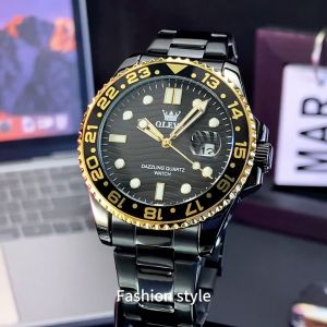 OLEVS jam tangan pria otomatis dewasa luxury business terbaru 2025   tahan air 30M luminous kalender stainless steel anti karat