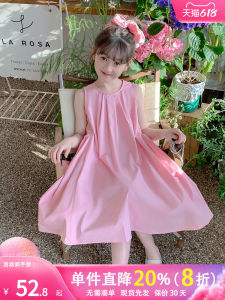 Girls Sleeveless Cotton Vest Dress Summer Fashionable Childrens Clothing Midi Skirt Breathable Lightweight Original Design