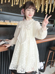 Váy Công Chúa Tay Dài Ren Cho Bé Gái Mùa Xuân Thu Phong Cách Mới Có Nơ Bướm Váy Công Chúa Cho Bé Gái