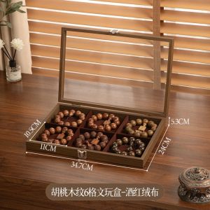 Large Capacity Dustproof Jewelry Storage Box Display Case for Bracelet Bead Cultural Playful Accessories Wooden Vintage Style