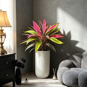 Kmitang | 45cm 17Leaves Artificial Cordyline Tree Fake Palm Plants Tropical Dracaena Leafs Plastic Canna Tree Branch for Home Garden Decor